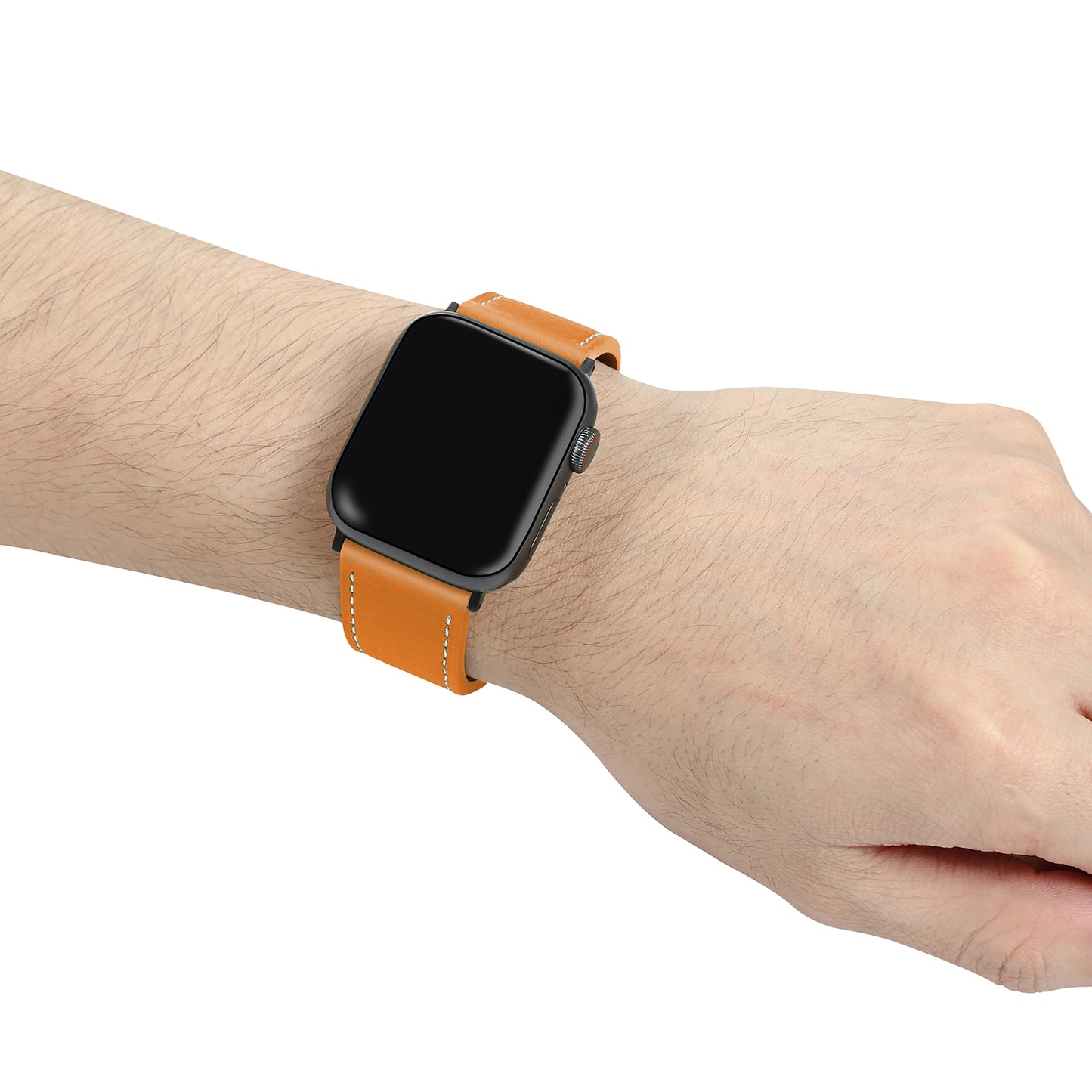 Fresh Contrast Color Genuine Leather Watch Strap for Apple Watch Series 8 7 41mm / Series 6 / SE / SE(2022) / 5 / 4 40mm, Series 3 / 2 / 1 38mm - Orange