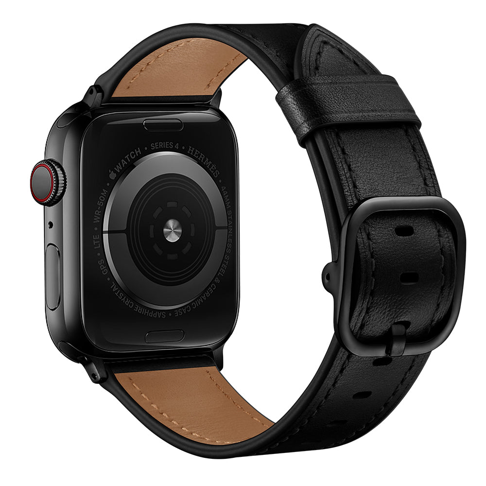 Genuine Leather DS Style Watch Band for Apple Watch Series 8 / 7 41mm / Series 6 / SE / SE(2022) / 5 / 4 40mm / Series 3 / 2 / 1 Watch 38mm - Black