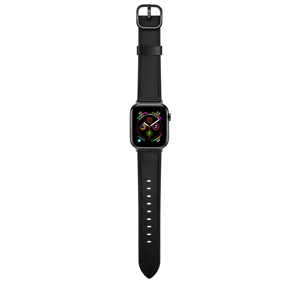 Genuine Leather DS Style Watch Band for Apple Watch Series 8 / 7 41mm / Series 6 / SE / SE(2022) / 5 / 4 40mm / Series 3 / 2 / 1 Watch 38mm - Black