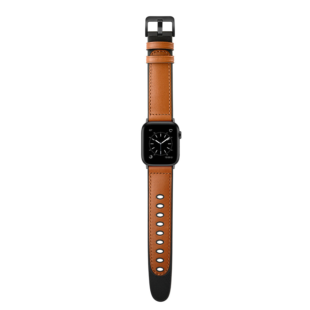 Genuine Leather Watch Band for Apple Watch Ultra 49mm / Series 8 / 7 45mm / Series 6 / SE / SE (2022) 44m / 5 / 4 44mm / Series 1 / 2 / 3 42mm - Brown