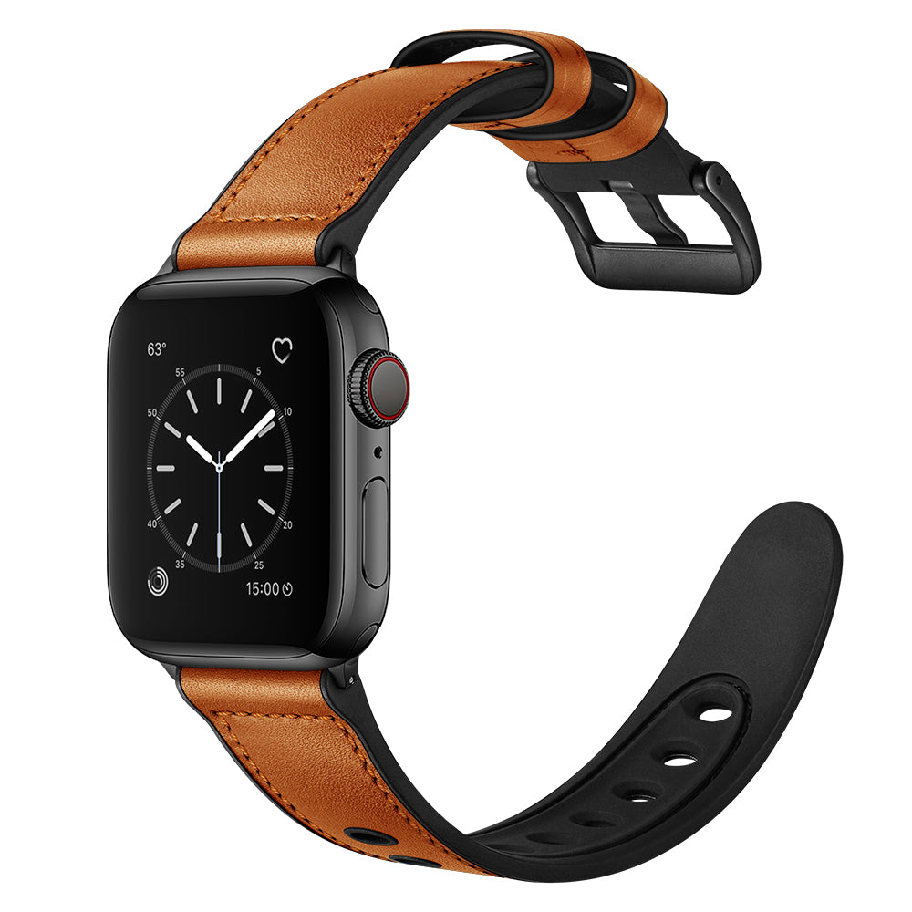 Genuine Leather Watch Band for Apple Watch Ultra 49mm / Series 8 / 7 45mm / Series 6 / SE / SE (2022) 44m / 5 / 4 44mm / Series 1 / 2 / 3 42mm - Brown