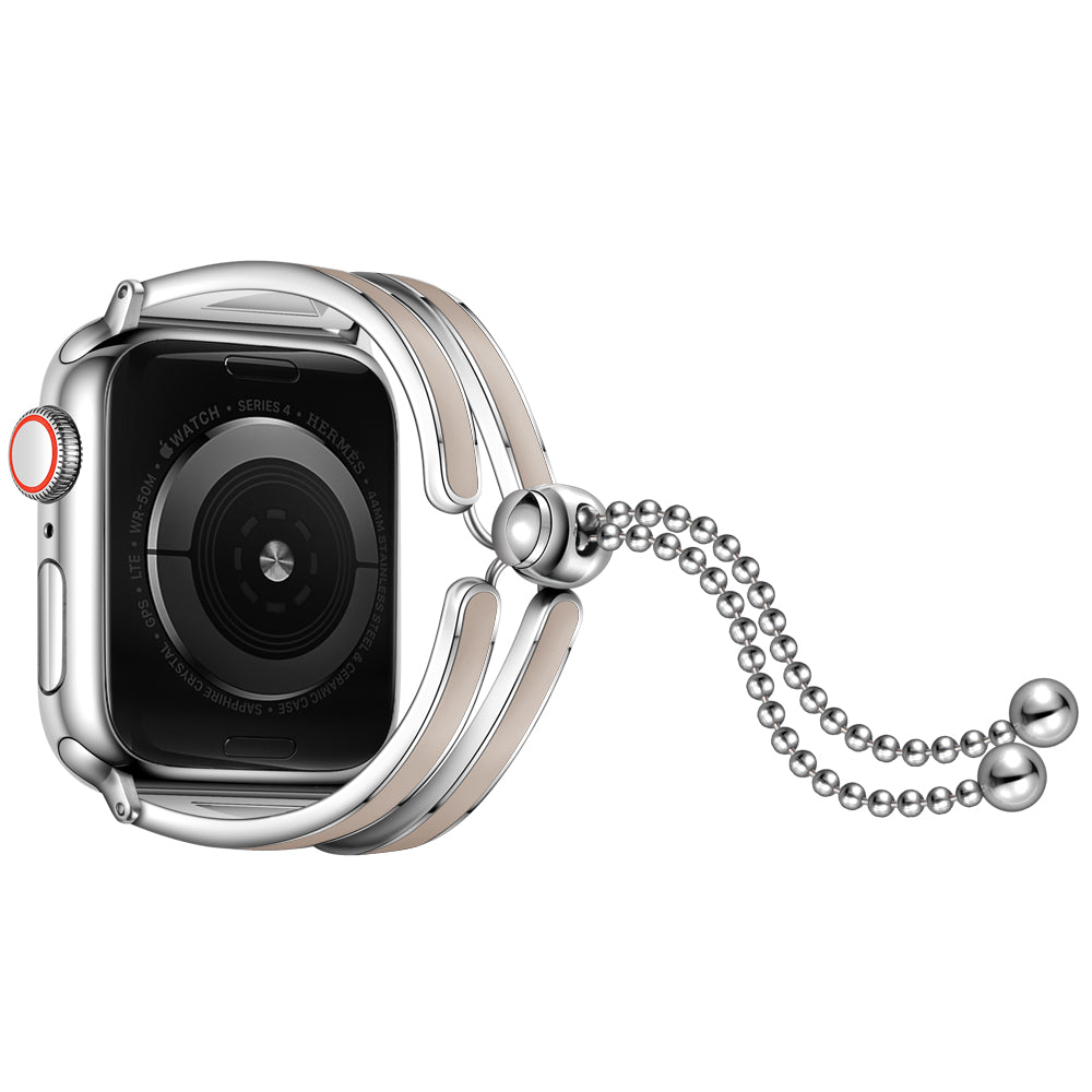 Dressy Jewelry Bangle Stainless Steel Watch Strap for Apple Watch Ultra 49mm / Series 8 / 7 45mm / Series 6 / SE / SE (2022) / 5 / 4 44mm / Series 1 / 2 / 3 42mm - Silver / Apricot