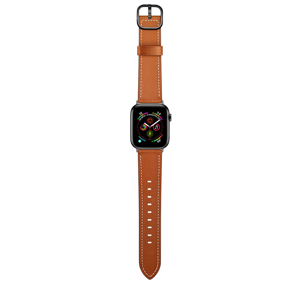 Genuine Leather Watch Band Replacement for Apple Watch Ultra 49mm / Series 8 / 7 45mm / Series 6 / SE / SE (2022) / 5 / 4 44mm / Series 1 / 2 / 3 42mm - Light Brown