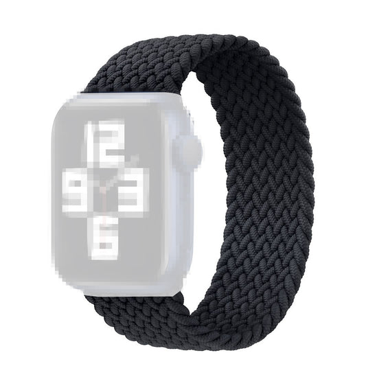 Elastic Nylon Watch Band Replacement Watch Strap 24mm for Apple Watch Ultra 49mm / Series 8 / 7 45mm 6 / 5 / 4 / SE / SE (2022) 44mm, Series 3 / 2 / 1 42mm [Size: M] - Black