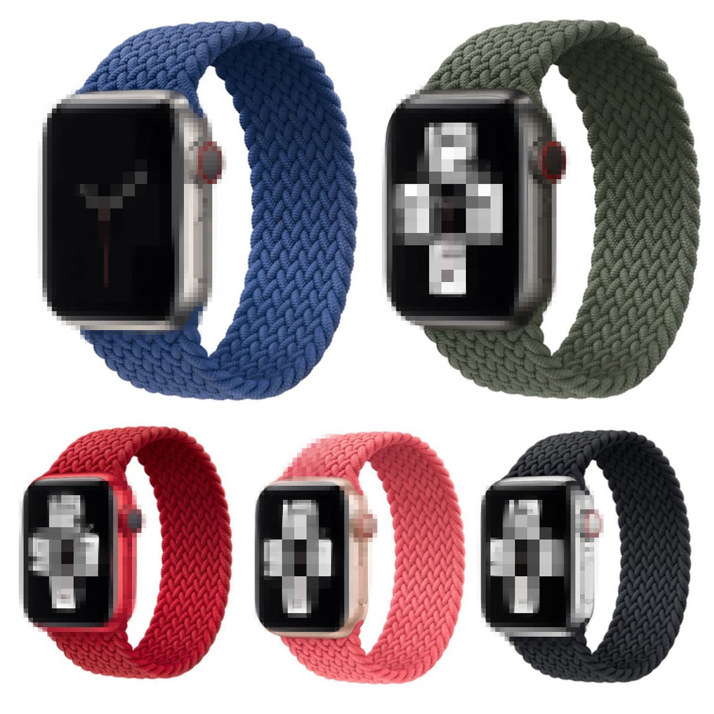 Elastic Nylon Watch Band Replacement Watch Strap 24mm for Apple Watch Ultra 49mm / Series 8 / 7 45mm 6 / 5 / 4 / SE / SE (2022) 44mm, Series 3 / 2 / 1 42mm [Size: M] - Black