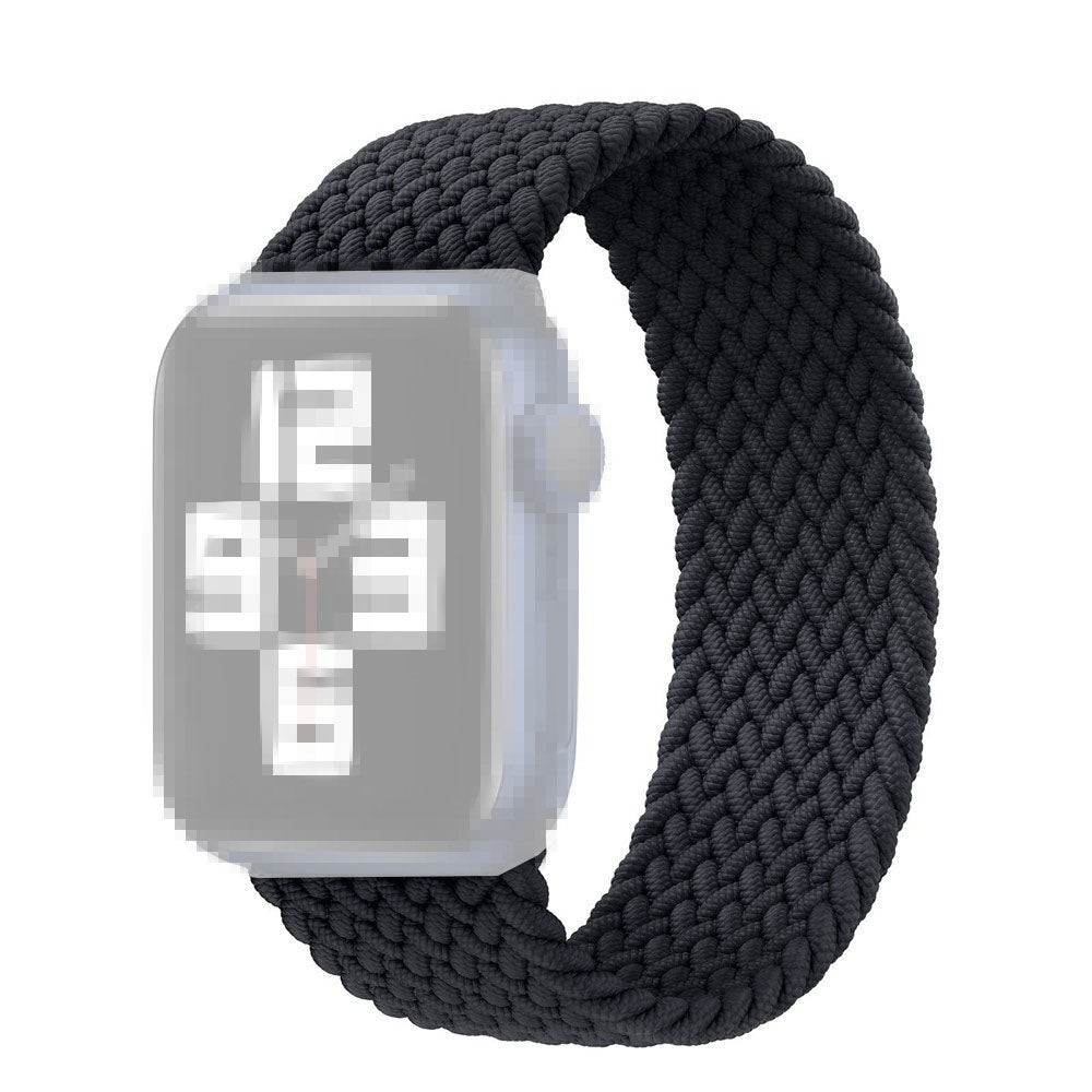 Elastic Nylon Watch Band Replacement Watch Strap 24mm for Apple Watch 7 / 8 41mm / Series 4 / 5 / SE / SE(2022) / 6 40mm / Watch Series 1 / 2 / 3 38mm [Size: S] - Black