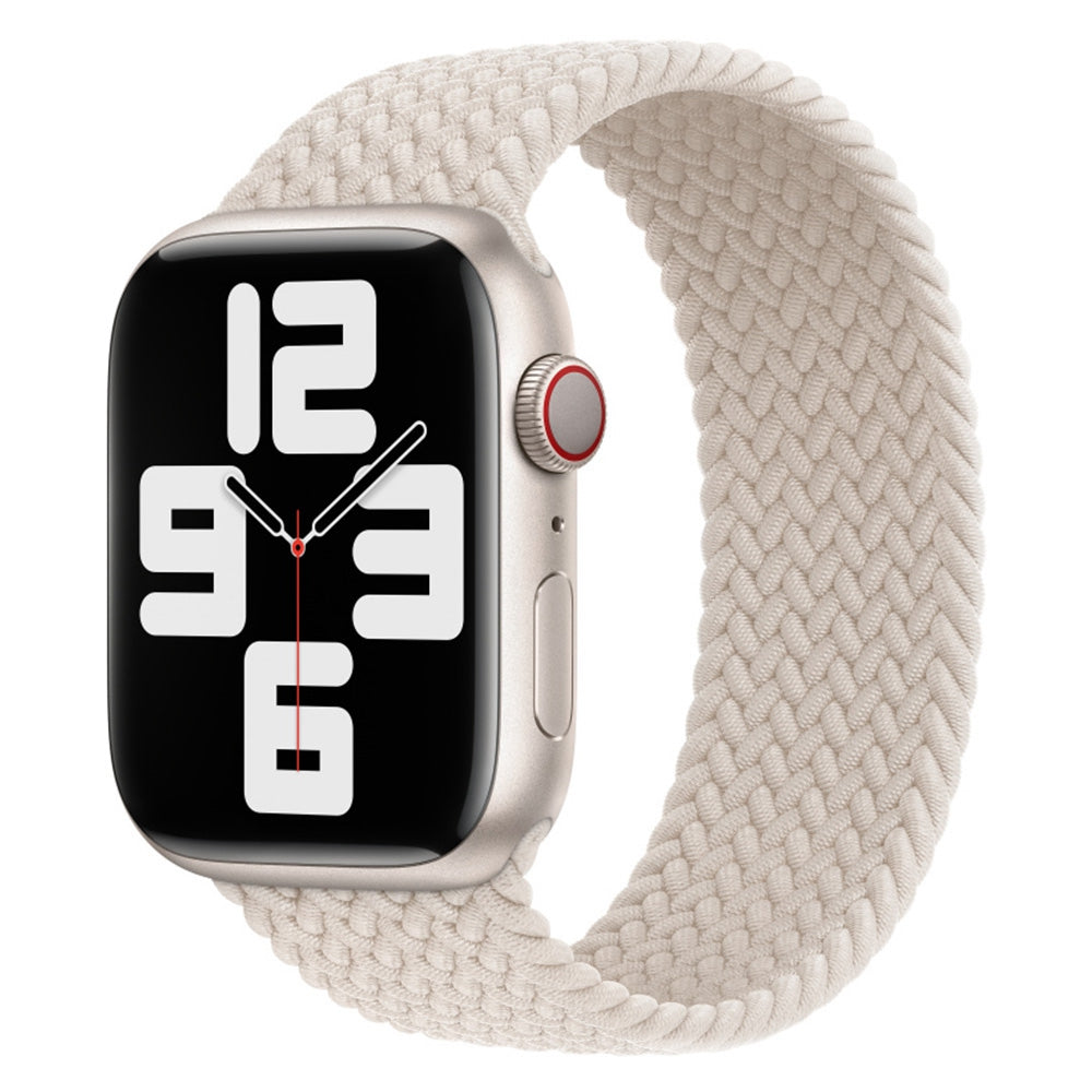 Elastic Nylon Watch Band Replacement Watch Strap 24mm for Apple Watch Series 7 / 8 41mm / Series 4 / 5 / SE / SE(2022) / 6 40mm / Watch Series 1 / 2 / 3 38mm [Size: S] - Beige