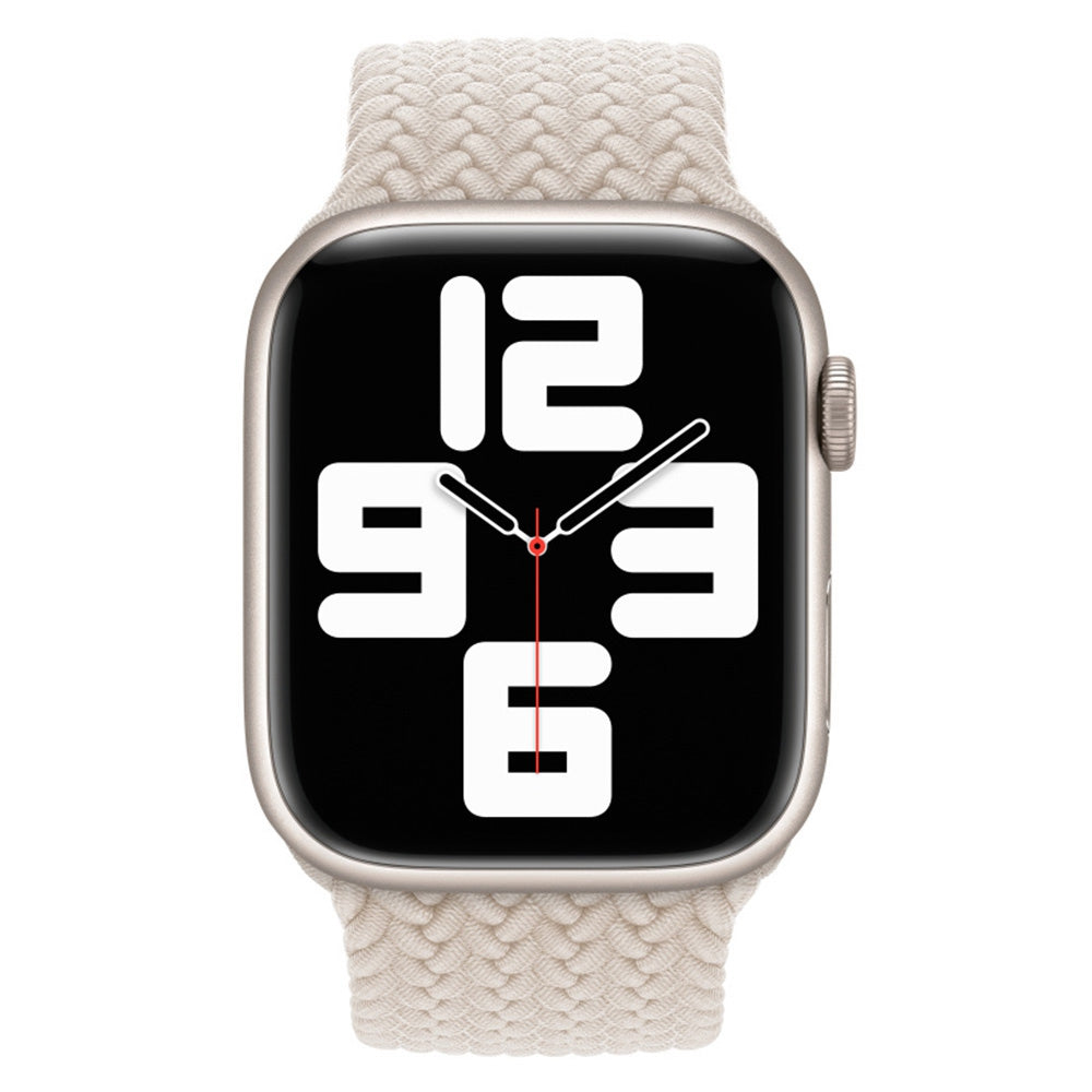 Elastic Nylon Watch Band Replacement Watch Strap 24mm for Apple Watch Series 7 / 8 41mm / Series 4 / 5 / SE / SE(2022) / 6 40mm / Watch Series 1 / 2 / 3 38mm [Size: S] - Beige