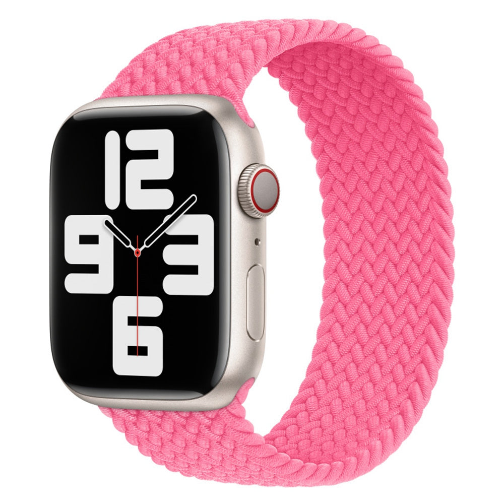 Elastic Nylon Watch Band Replacement Watch Strap 24mm for Apple Watch Series 7 / 8 41mm / Series 4 / 5 / SE / SE(2022) / 6 40mm / Watch Series 1 / 2 / 3 38mm [Size: S] - Light Pink