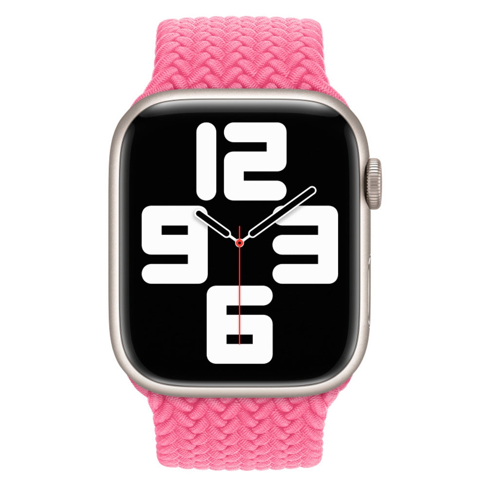 Elastic Nylon Watch Band Replacement Watch Strap 24mm for Apple Watch Series 7 / 8 41mm / Series 4 / 5 / SE / SE(2022) / 6 40mm / Watch Series 1 / 2 / 3 38mm [Size: S] - Light Pink