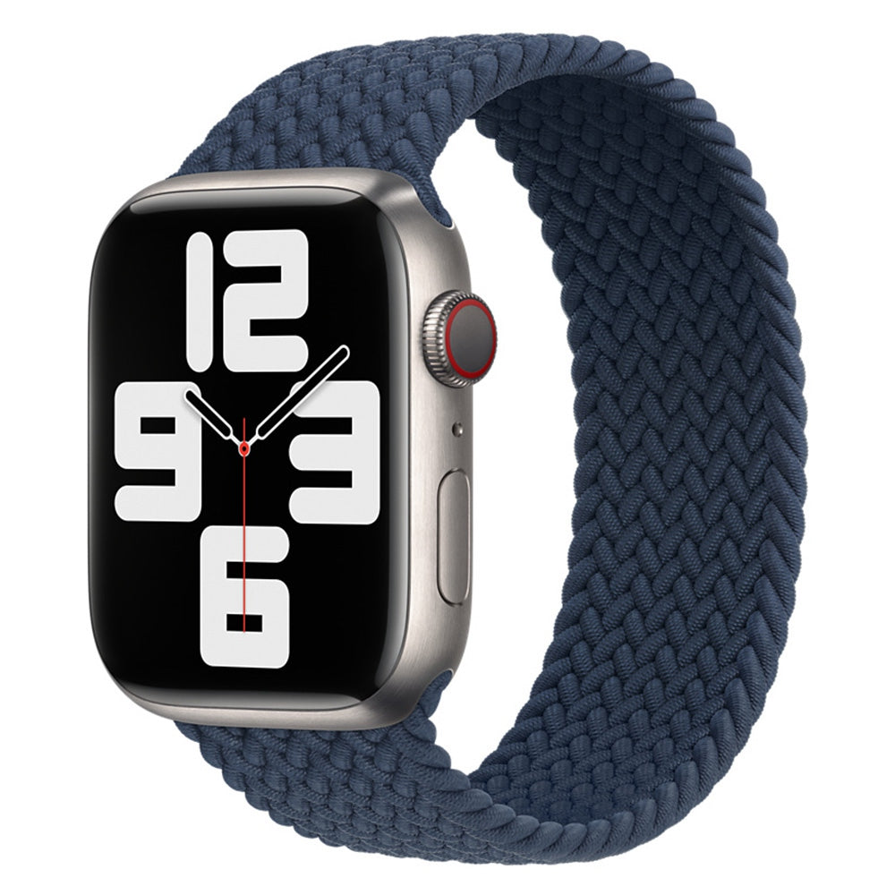 Elastic Nylon Watch Band Replacement Watch Strap 24mm for Apple Watch Series 7 / 8 41mm / Series 4 / 5 / SE / SE(2022) / 6 40mm / Watch Series 1 / 2 / 3 38mm [Size: S] - Dark Blue