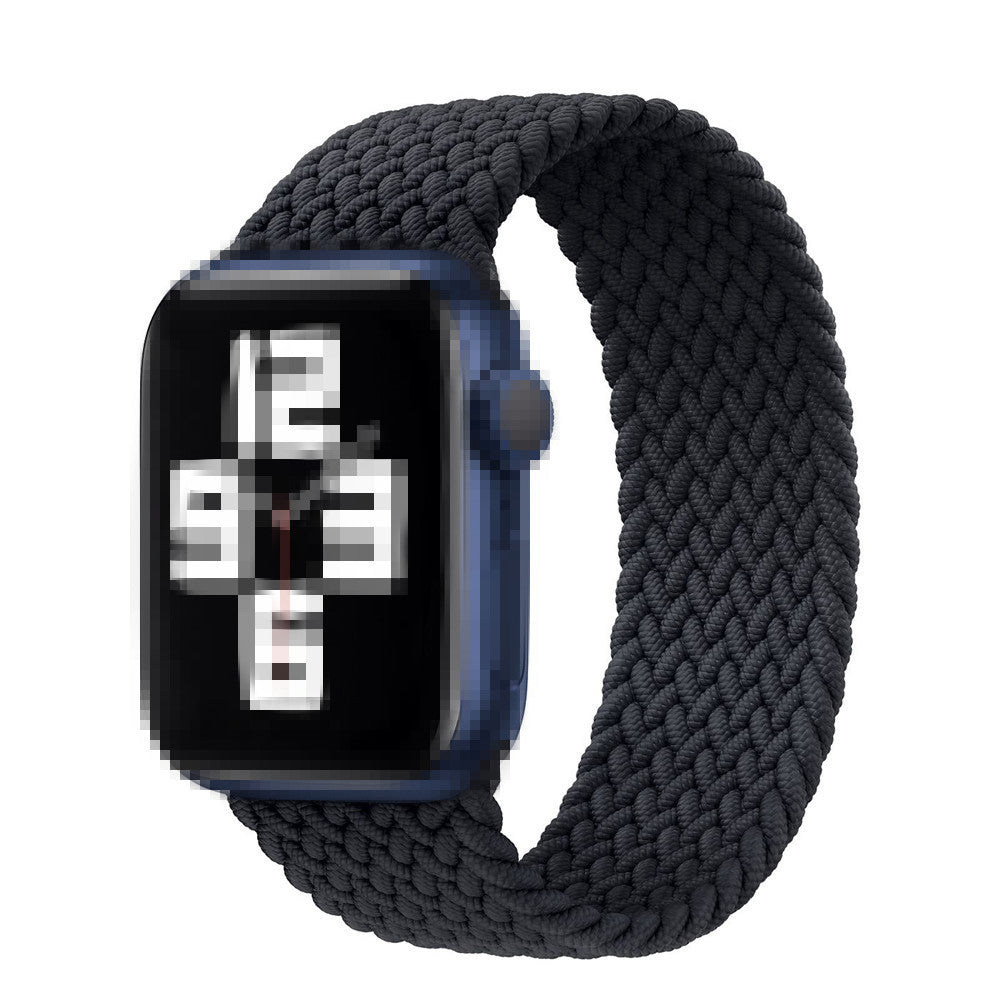 Elastic Nylon Watch Band Replacement Watch Strap 24mm for Apple Watch Ultra 49mm / Series 8 / 7 45mm 6 / 5 / 4 / SE / SE (2022) 44mm, Series 3 / 2 / 1 42mm [Size: L] - Black