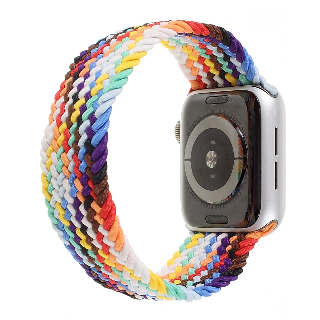 Braided Elastic Solo Loop Nylon Band Military Style Replacement Watch Strap for Apple Watch Ultra 49mm / Series 8 / 7 45mm 6 / 5 / 4 / SE / SE (2022) 44mm / Series 3 / 2 / 1 42mm (Size: L) - Multi-color