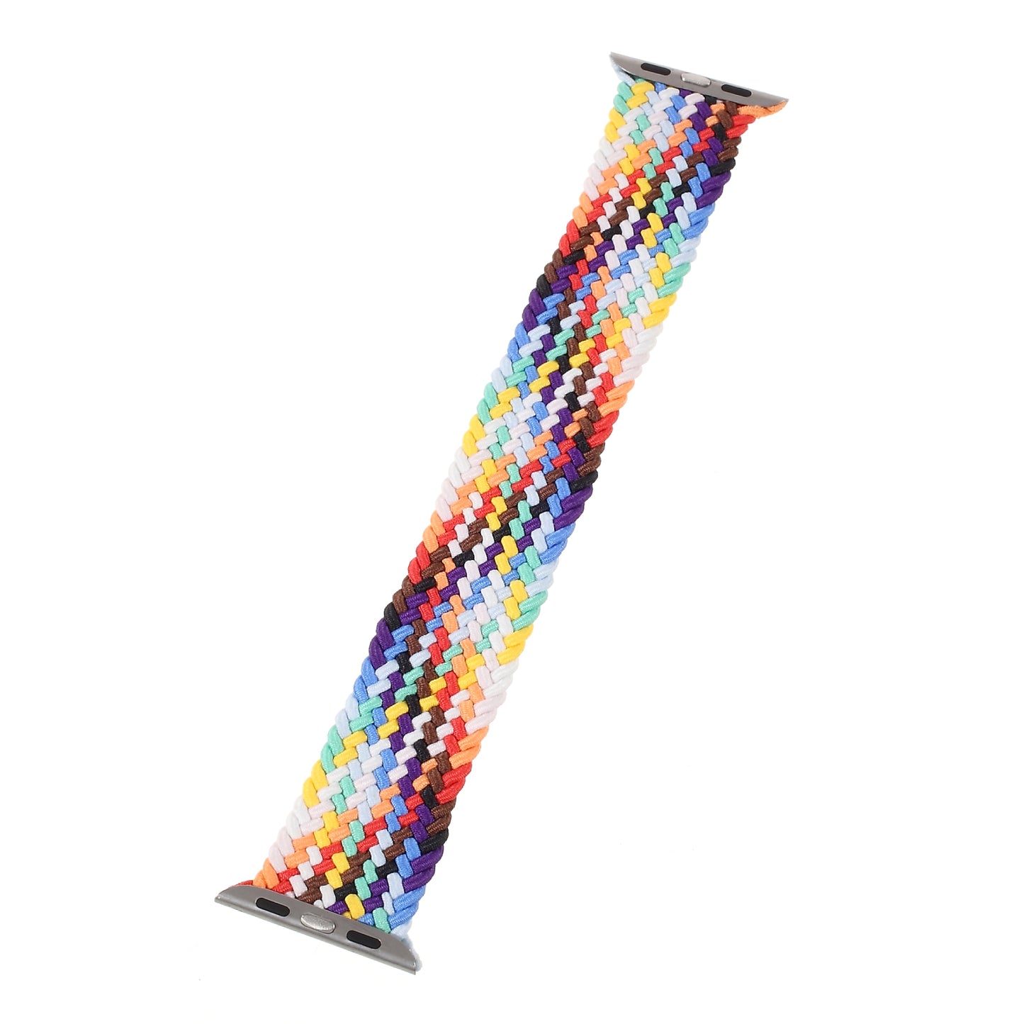 Braided Elastic Solo Loop Nylon Band Military Style Replacement Watch Strap for Apple Watch Ultra 49mm / Series 8 / 7 45mm 6 / 5 / 4 / SE / SE (2022) 44mm / Series 3 / 2 / 1 42mm (Size: L) - Multi-color