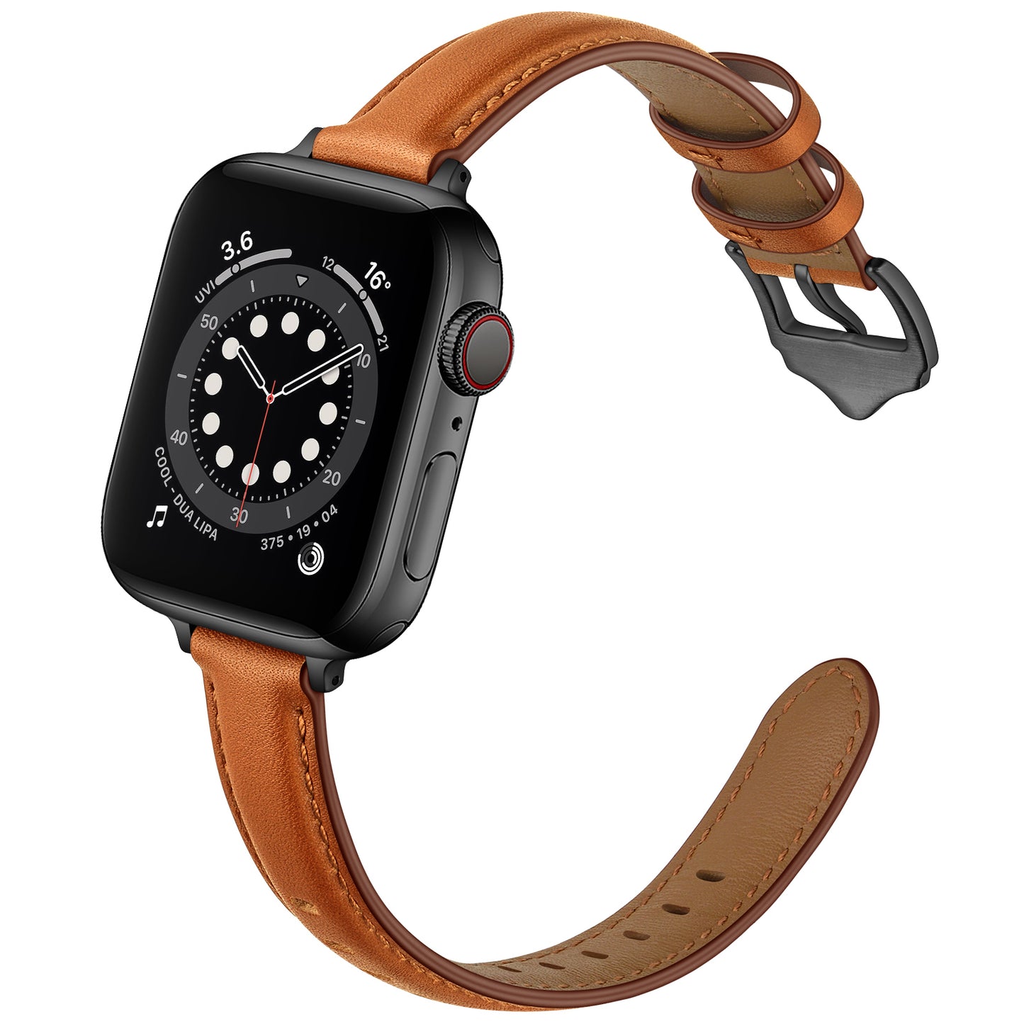 Genuine Leather Replacement Smart Watch Band Strap for Apple Watch Series 7 / 8 41mm / 6 / SE / SE(2022) / 5 / 4 40mm / Watch Series 3 / 2 / 1 38mm - Brown / Black Buckle