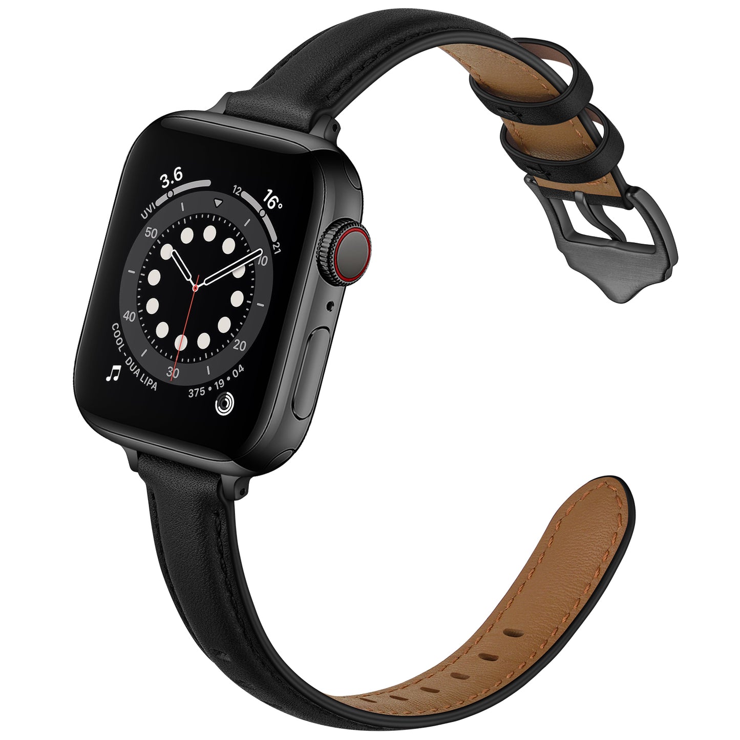 Genuine Leather Replacement Smart Watch Band Adjustable Wrist Strap for Watch Ultra 49mm / Series 8 / 7 45mm / Series 6 / 5 / 4 / SE / SE (2022) 44mm / Series 3 / 2 / 1 42mm - Black / Black Buckle