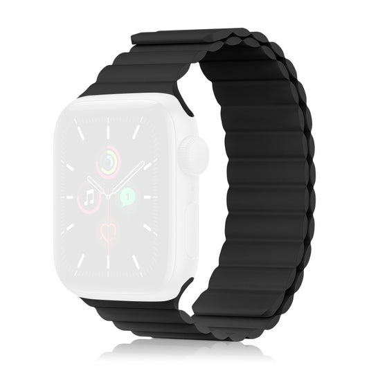 KINGXBAR Magnetic Silicone Smart Watch Strap Band for Apple Watch Series 8 41mm / Series 7 41mm / 4 / 5 / 6 / SE / SE(2022) 40mm / Watch Series 1 / 2 / 3 38mm - Black