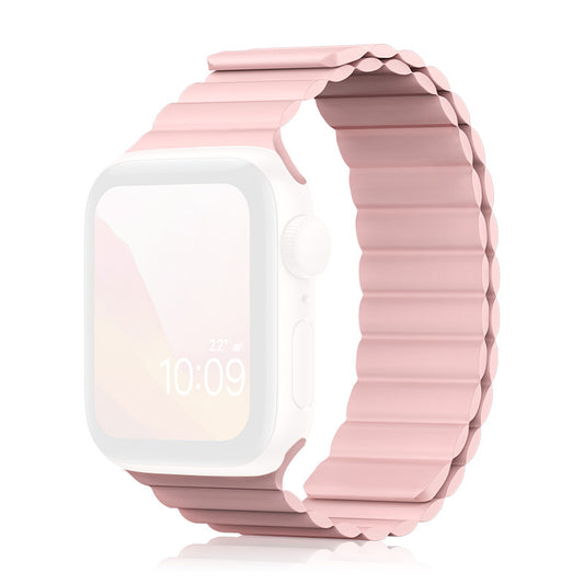 KINGXBAR Magnetic Silicone Smart Watch Strap Band for Apple Watch Series 8 41mm / Series 7 41mm / 4 / 5 / 6 / SE / SE(2022) 40mm / Watch Series 1 / 2 / 3 38mm - Pink