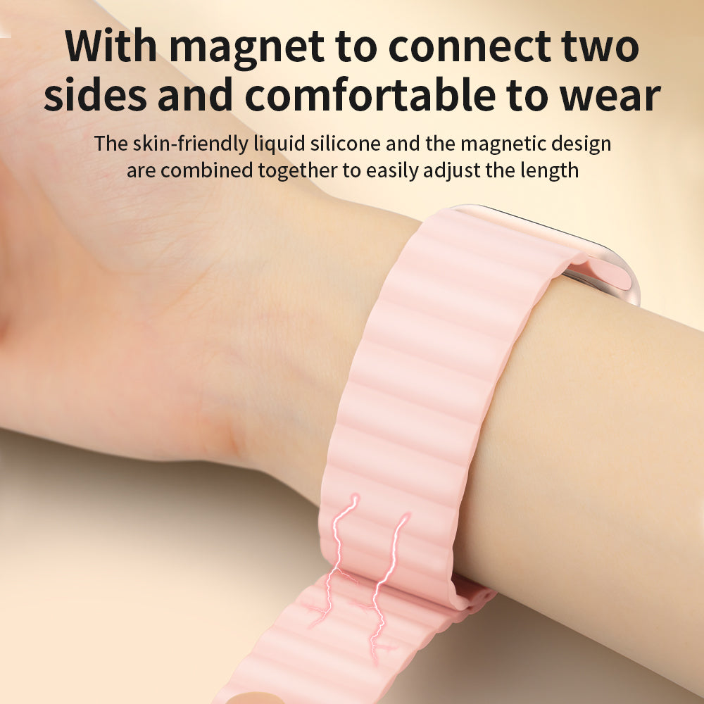 KINGXBAR Magnetic Silicone Smart Watch Strap Band for Apple Watch Series 8 41mm / Series 7 41mm / 4 / 5 / 6 / SE / SE(2022) 40mm / Watch Series 1 / 2 / 3 38mm - Pink