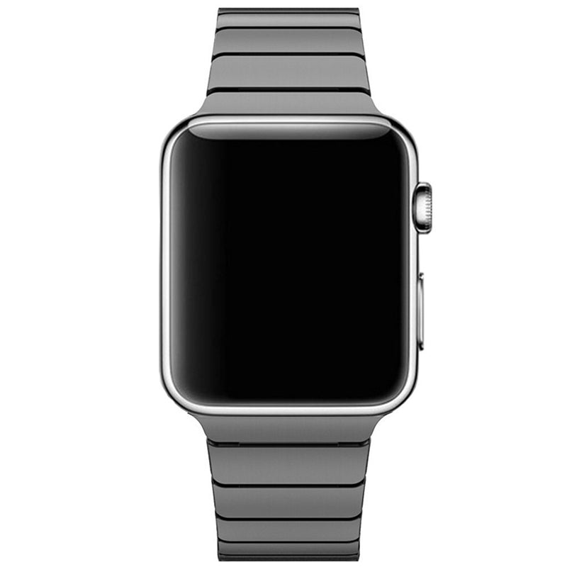 For Apple Watch Series 8 / 7 45mm Solid Stainless Steel Watch Band Replacement Wristband Strap with Butterfly Buckle - Black