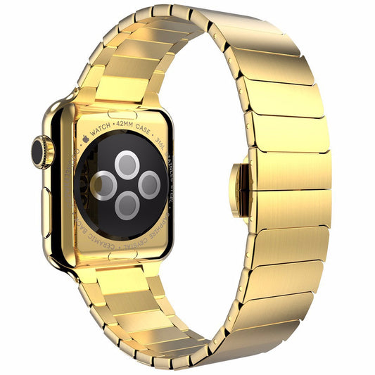 For Apple Watch Series 8 / 7 41mm Stainless Steel Watch Band Metal Strap Replacement with Butterfly Buckle - Gold
