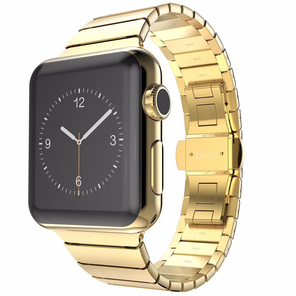 For Apple Watch Series 8 / 7 41mm Stainless Steel Watch Band Metal Strap Replacement with Butterfly Buckle - Gold