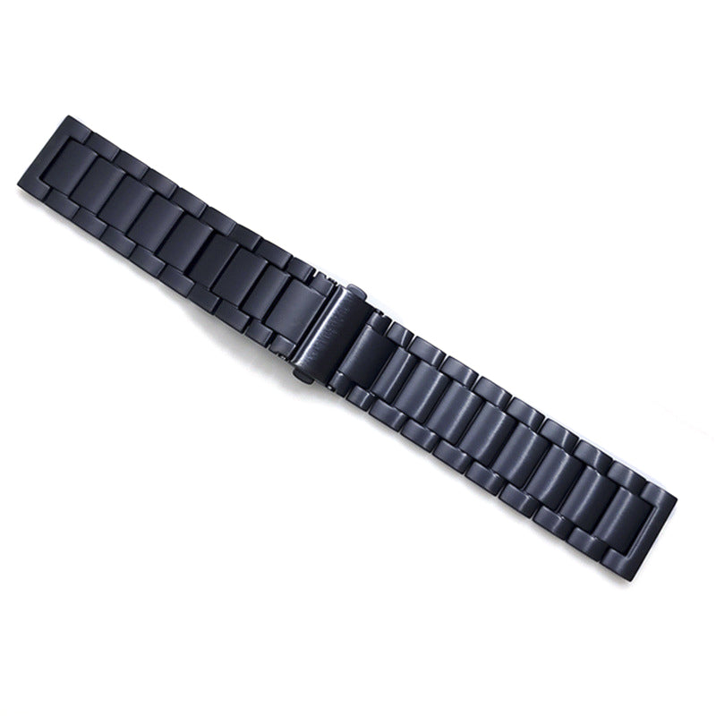 22mm Titanium Alloy Metal Watch Band 3 Beads Flat Buckle Strap for Samsung Galaxy Watch3 45mm / Suunto 9 Peak / Haylou RT RS3 / Realme Watch S - Black