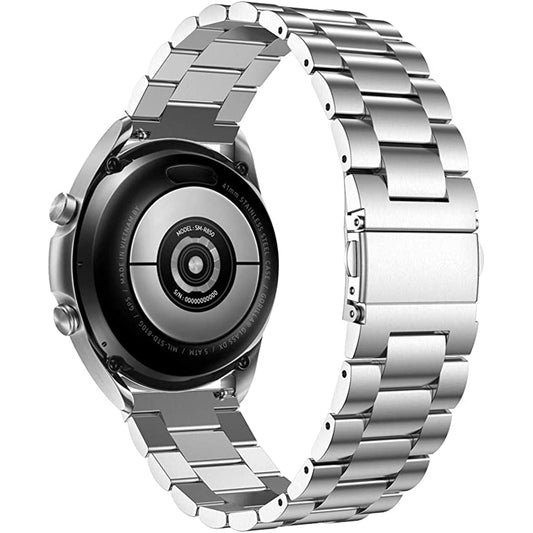 22mm Titanium Alloy Metal Watch Band 3 Beads Flat Buckle Strap for Samsung Galaxy Watch3 45mm / Suunto 9 Peak / Haylou RT RS3 / Realme Watch S - Silver