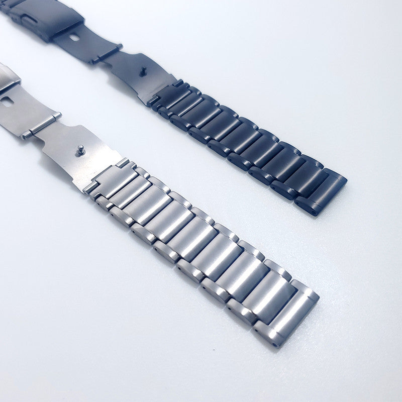 22mm Titanium Watch Strap 3 Beads Wristband with Folding Metal Clasp Classic Buckle for Samsung Galaxy Watch3 45mm / Gear S3 Frontier / Suunto 9 Peak / Haylou RT RS3 - Silver