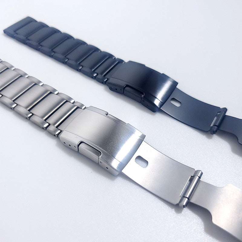 22mm Titanium Watch Strap 3 Beads Wristband with Folding Metal Clasp Classic Buckle for Samsung Galaxy Watch3 45mm / Gear S3 Frontier / Suunto 9 Peak / Haylou RT RS3 - Silver