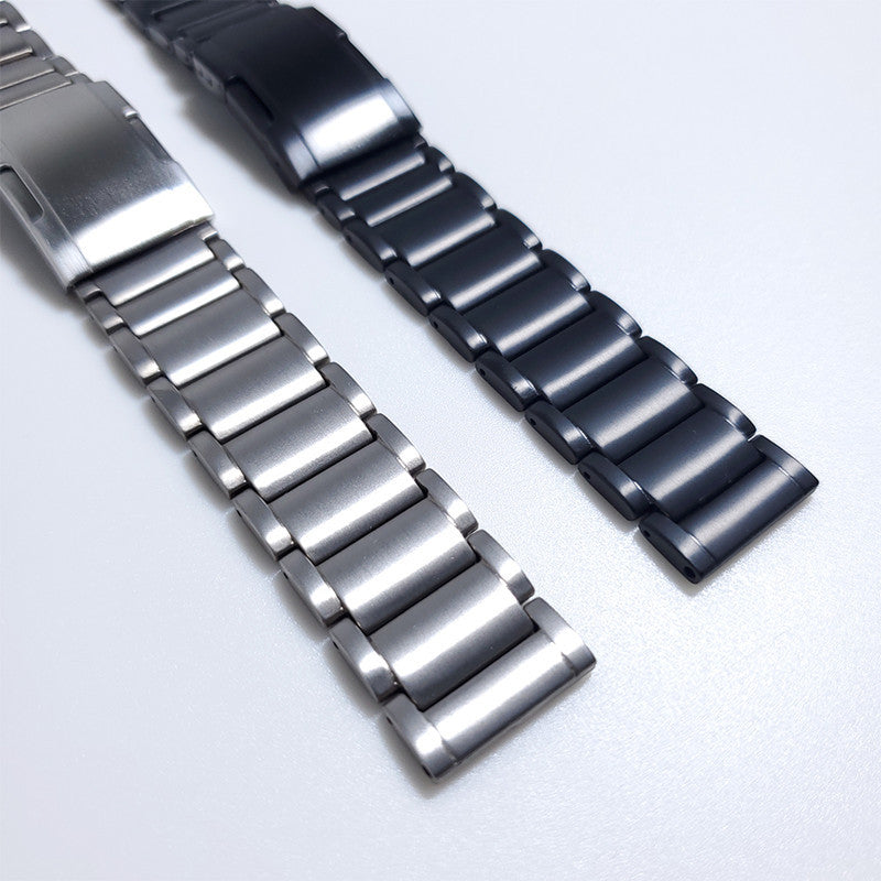 22mm Titanium Watch Strap 3 Beads Wristband with Folding Metal Clasp Classic Buckle for Samsung Galaxy Watch3 45mm / Gear S3 Frontier / Suunto 9 Peak / Haylou RT RS3 - Silver