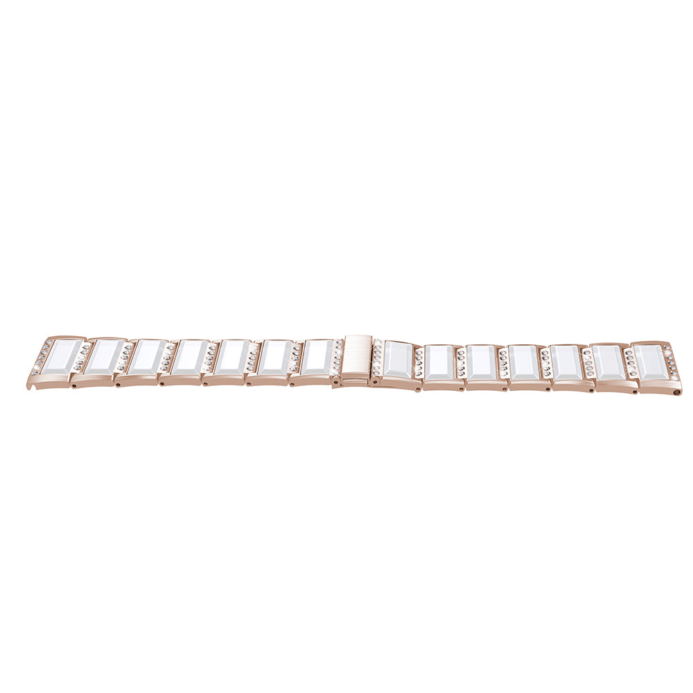 Rhinestone Synthetic Jade Decor Watch Band Stainless Steel Wrist Strap for Apple Watch Series 8 41mm / Series 7 41mm / Watch Series 6 / SE / SE(2022) / 5 / 4 40mm / Watch Series 3 / 2 / 1 38mm - Gold / White
