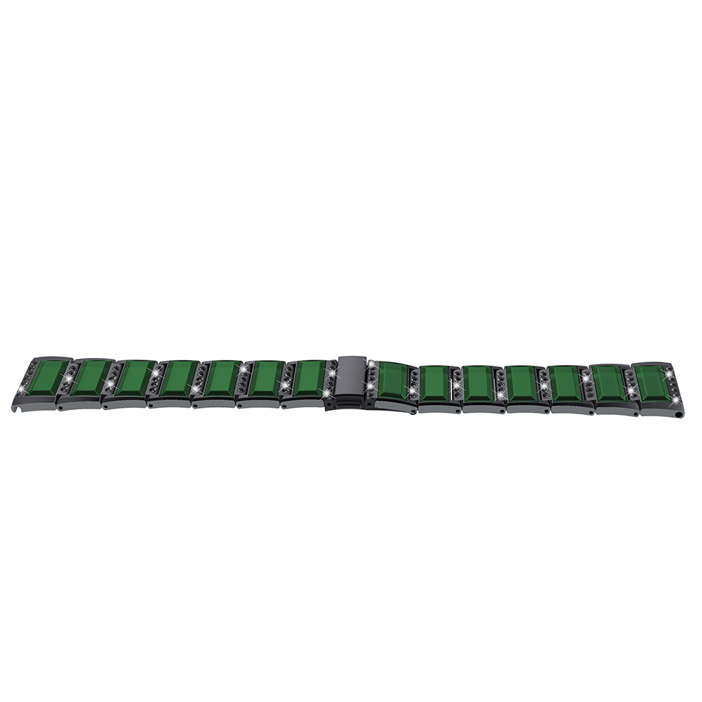 Rhinestone Synthetic Jade Decor Stainless Steel Smart Watch Strap Band Replacement for Apple Watch Ultra 49mm / Series 8 45mm / 7 45mm / Watch Series 6 / SE 44mm / SE (2022) 44mm / 5 / 4 44mm / Watch Series 3 / 2 / 1 42mm - Black / Green