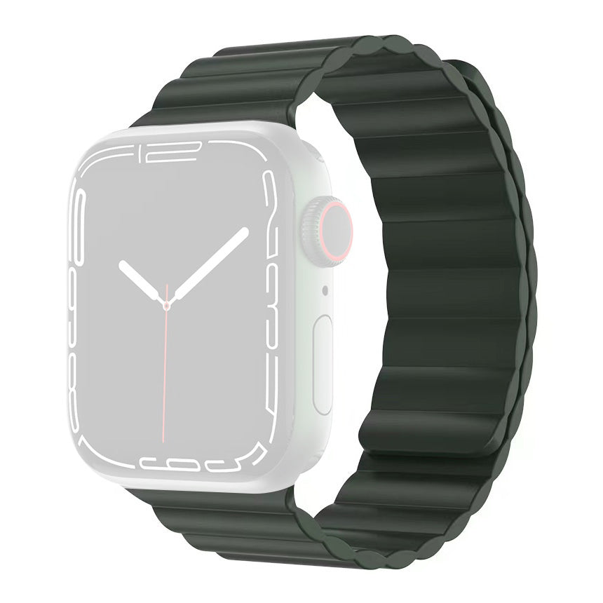 MUTURAL Modi Series Adjustable Silicone Wrist Straps Sweatproof Magnetic Watch Band for Apple Watch Ultra 49mm / Series 8 45mm / 7 45mm / 6 / 5 / 4 / SE 44mm / SE (2022) 44mm / 3 / 2 / 1 42mm - Green