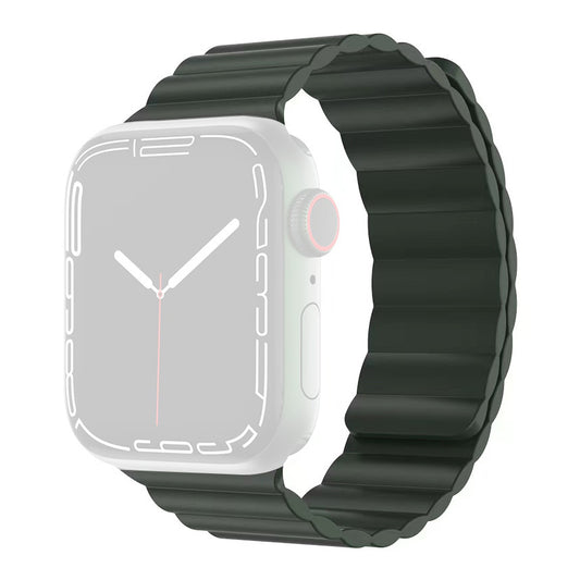 MUTURAL Modi Series Adjustable Silicone Wrist Straps Sweatproof Magnetic Watch Band for Apple Watch Ultra 49mm / Series 8 45mm / 7 45mm / 6 / 5 / 4 / SE 44mm / SE (2022) 44mm / 3 / 2 / 1 42mm - Green