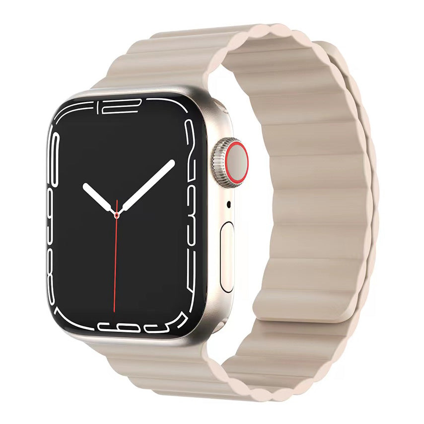 MUTURAL Modi Series Adjustable Silicone Wrist Straps Sweatproof Magnetic Watch Band for Apple Watch Ultra 49mm / Series 8 45mm / 7 45mm / 6 / 5 / 4 / SE 44mm / SE (2022) 44mm / 3 / 2 / 1 42mm - Starlight