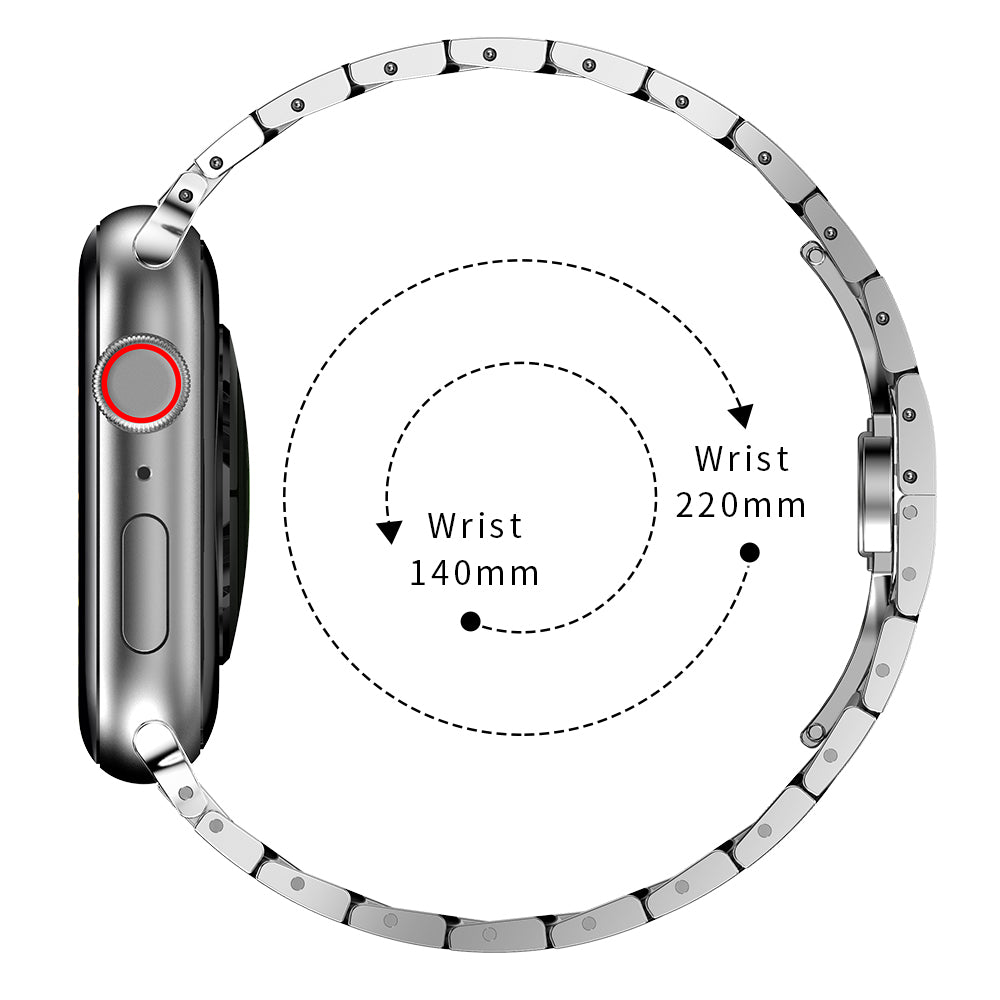 3 Beads Metal Watch Band Stainless Steel Wrist Strap for Apple Watch Ultra 49mm / Series 8 45mm / 7 45mm / Watch Series 6 / SE 44mm / SE (2022) 44mm / 5 / 4 44mm / Watch Series 3 / 2 / 1 42mm - Silver