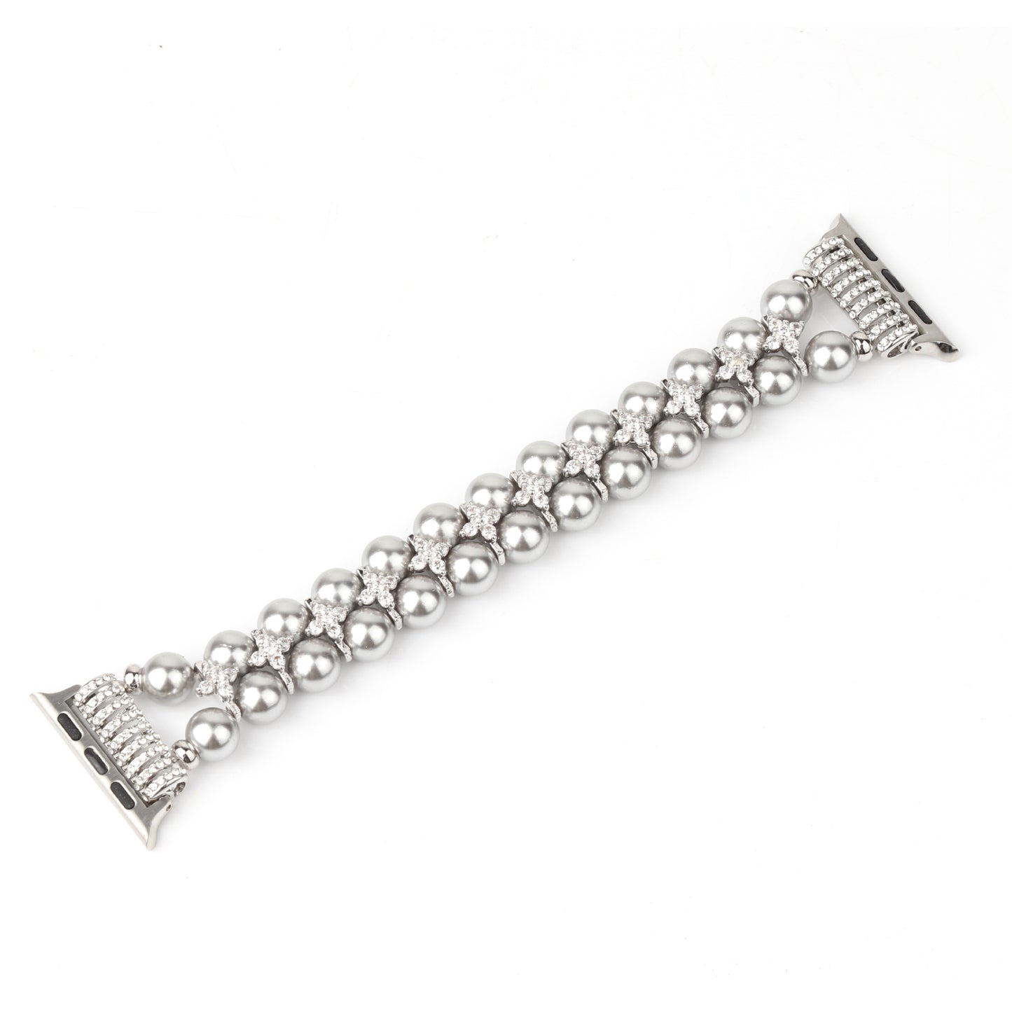 Faux Pearl Rhinestone Decor Wrist Strap Smart Watch Band Bracelet for Apple Watch Series 8 41mm / Series 7 41mm / Series 6 / 5 / 4 / SE / SE(2022) 40mm Series 3 / 2 / 1 38mm - Silver