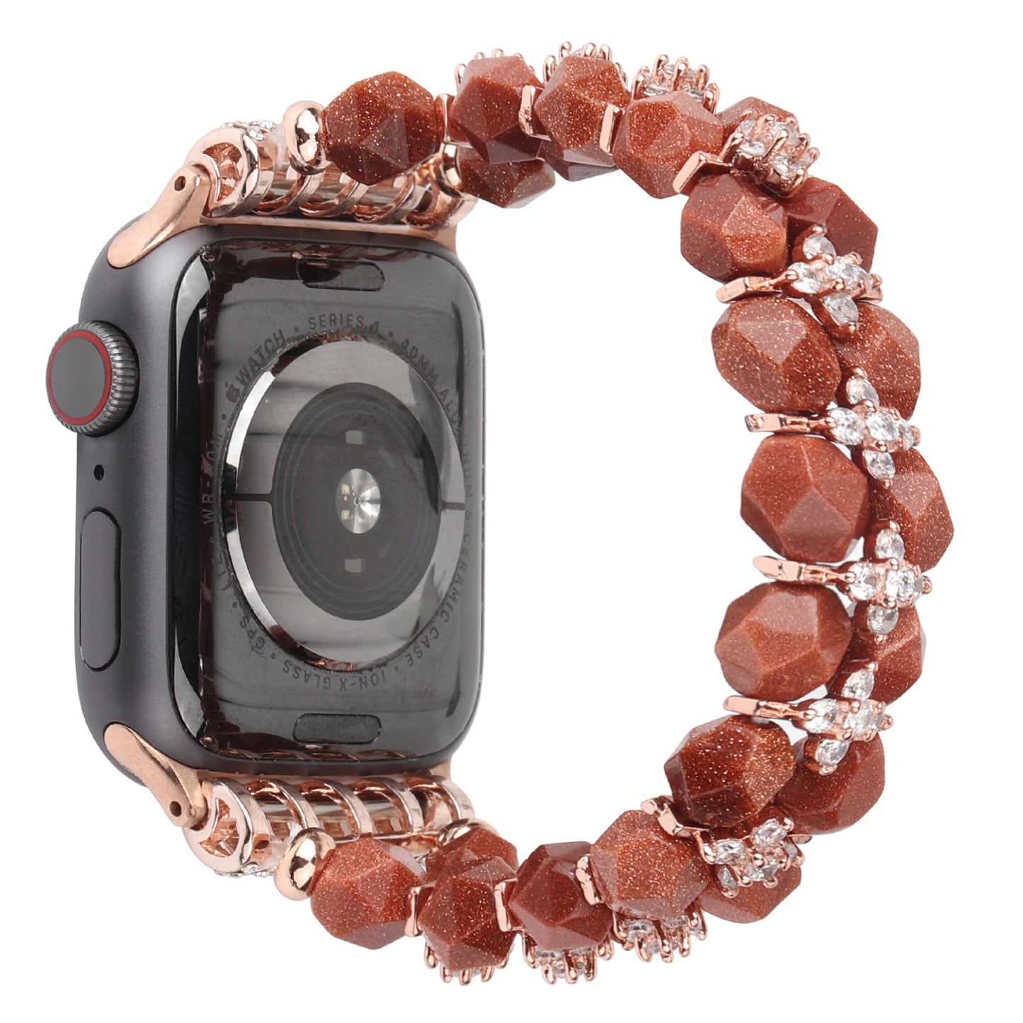 Faux Pearl Rhinestone Decor Wrist Strap Smart Watch Band Bracelet for Apple Watch Series 8 41mm / Series 7 41mm / Series 6 / 5 / 4 / SE / SE(2022) 40mm Series 3 / 2 / 1 38mm - Brown