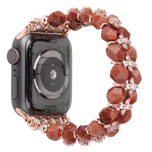 Faux Pearl Rhinestone Decor Wrist Strap Smart Watch Band Bracelet for Apple Watch Series 8 41mm / Series 7 41mm / Series 6 / 5 / 4 / SE / SE(2022) 40mm Series 3 / 2 / 1 38mm - Brown