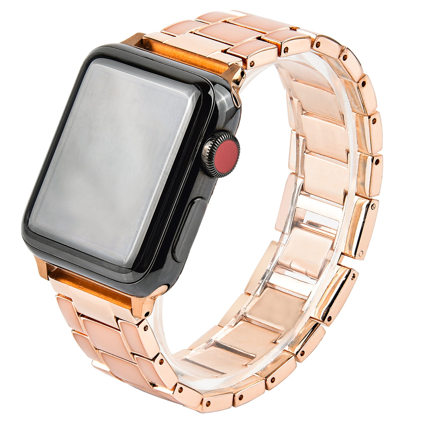 3 Beads Metal Epoxy Watch Strap Wristband Replacement for Apple Watch Ultra 49mm / Series 8 45mm / 7 45mm / Series 6 / 5 / 4 / SE 44mm / SE (2022) 44mm / Series 3 / 2 / 1 42mm - Gold