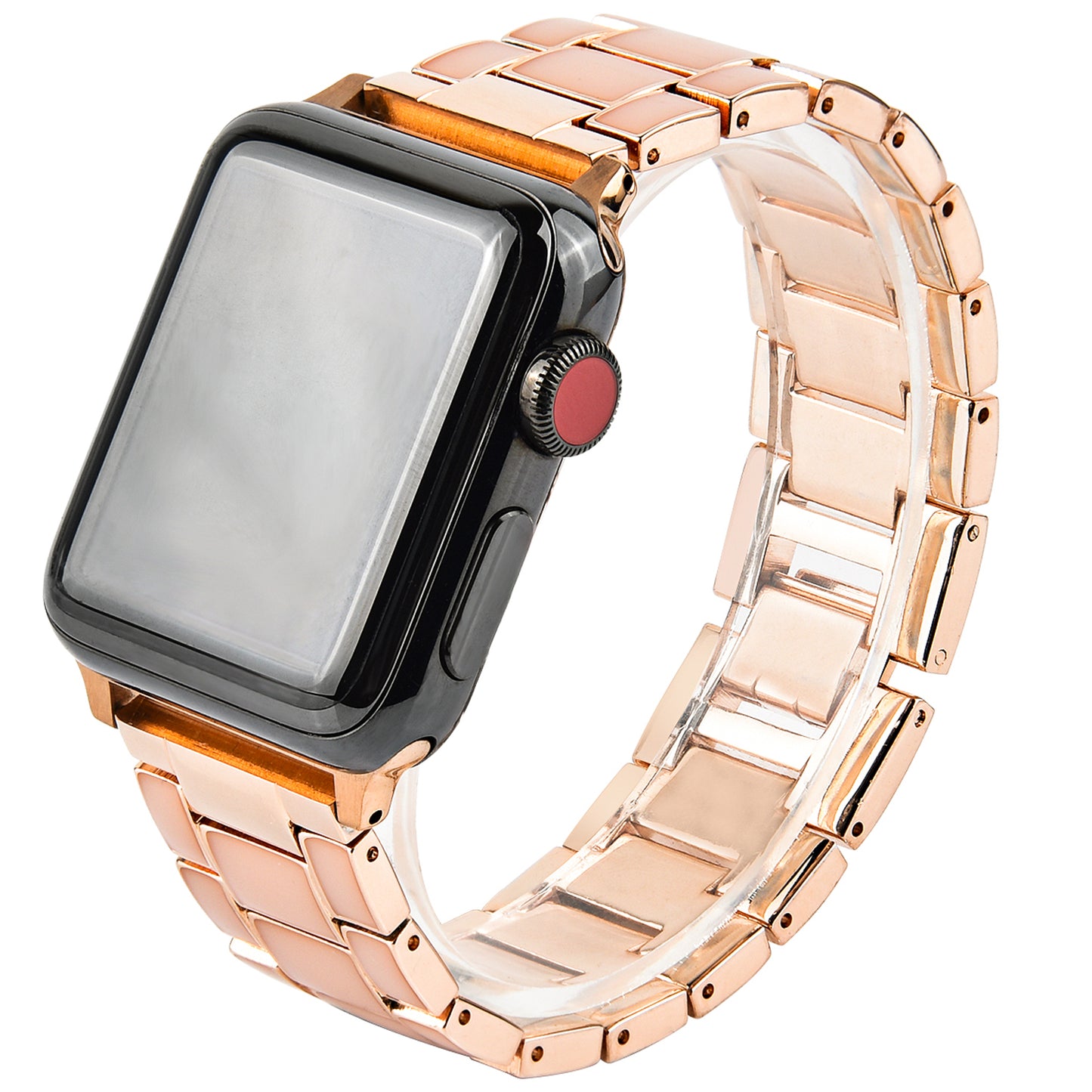 3 Beads Metal Smart Watch Band Epoxy Wrist Strap Replacement for Apple Watch Series 8 41mm / Series 7 41mm / Series 6 / 5 / 4 / SE / SE(2022) 40mm Series 3 / 2 / 1 38mm - Gold