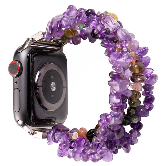 Natural Stones Watch Strap Replacement Wrist Band Bracelet for Apple Watch Series 8 41mm / Series 7 41mm / SE / SE(2022) / Series 6 / 5 / 4 40mm / Series 3 / 2 / 1 38mm - Purple