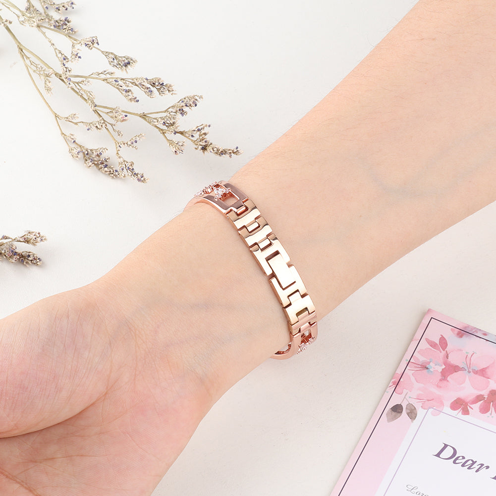 Zircon Decor Stainless Steel Bracelet Watch Strap Replacement Wrist Band for Apple Watch Ultra 49mm / Series 8 45mm / 7 45mm / Series 6 / 5 / 4 / SE 44mm / SE (2022) 44mm Series 3 / 2 / 1 42mm - Rose Gold