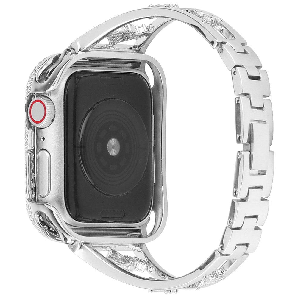 Zircon Decor Stainless Steel Bracelet Watch Strap Replacement Wrist Band for Apple Watch Ultra 49mm / Series 8 45mm / 7 45mm / Series 6 / 5 / 4 / SE 44mm / SE (2022) 44mm Series 3 / 2 / 1 42mm - Silver