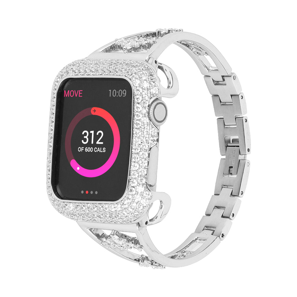 Zircon Decor Stainless Steel Bracelet Watch Strap Replacement Wrist Band for Apple Watch Ultra 49mm / Series 8 45mm / 7 45mm / Series 6 / 5 / 4 / SE 44mm / SE (2022) 44mm Series 3 / 2 / 1 42mm - Silver