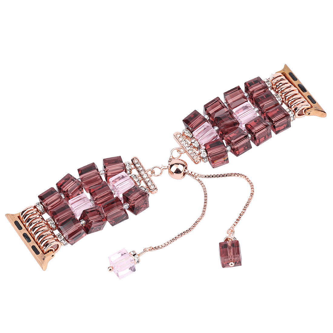 Faux Crystal Blocks Watch Band Wrist Strap for Apple Watch Ultra 49mm / Series 8 45mm / 7 45mm / SE 44mm / SE (2022) 44mm / Series 6 / 5 / 4 44mm / Series 3 / 2 / 1 42mm - Red
