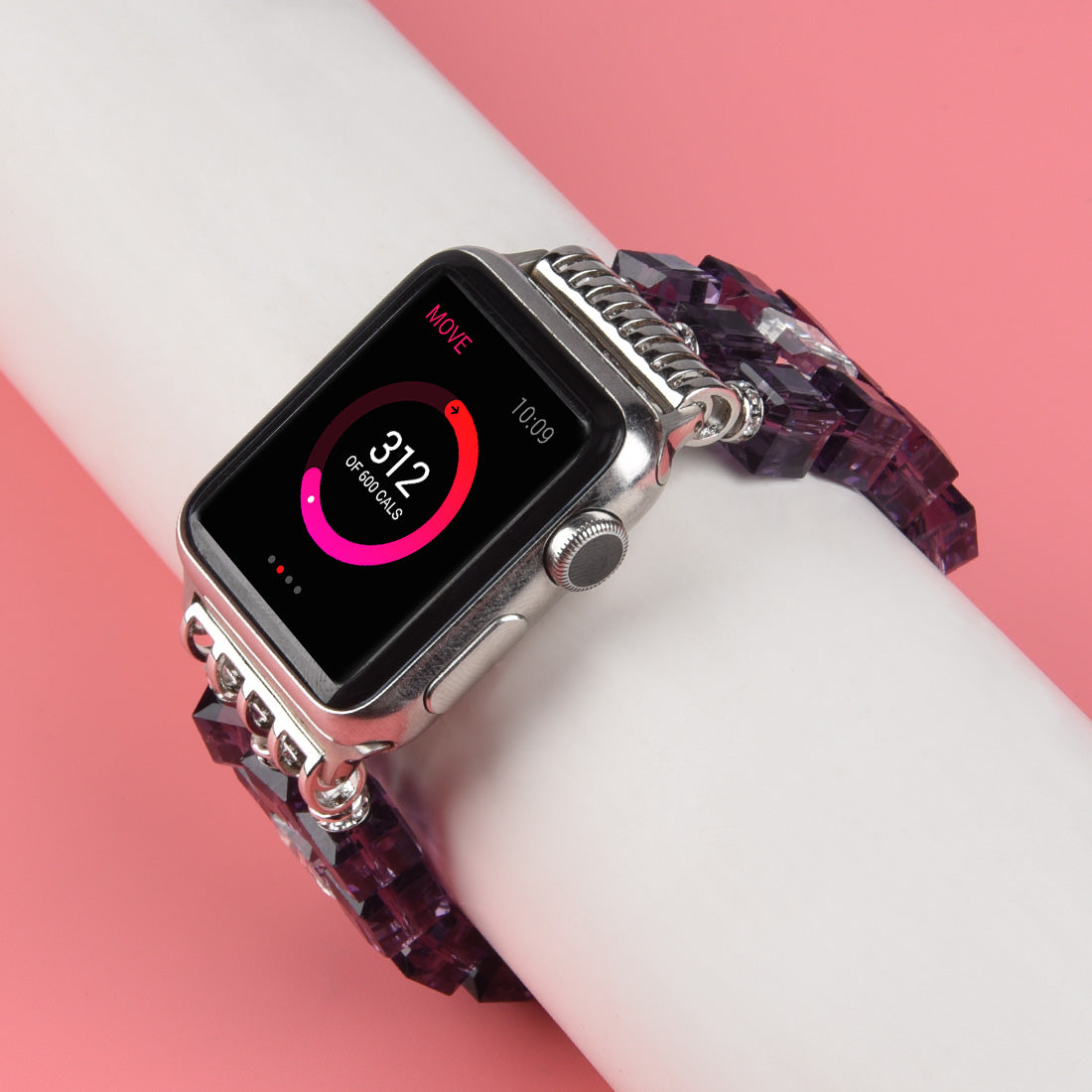 Faux Crystal Blocks Watch Band Wrist Strap for Apple Watch Ultra 49mm / Series 8 45mm / 7 45mm / SE 44mm / SE (2022) 44mm / Series 6 / 5 / 4 44mm / Series 3 / 2 / 1 42mm - Purple