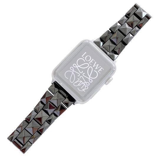 Rhombus Grid Design Ceramic Watch Strap Wrist Band Replacement for Apple Watch Series 8 41mm / Series 7 41mm / SE / SE(2022) / Series 6 / 5 / 4 40mm / Series 3 / 2 / 1 38mm - Black