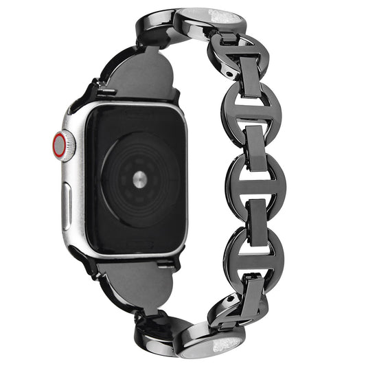 Rhinestones Decor Stainless Steel Watch Band Replacement Wrist Strap for Apple Watch Ultra 49mm / Series 8 45mm / 7 45mm / Series 6 / 5 / 4 / SE 44mm / SE (2022) 44mm Series 3 / 2 / 1 42mm - Black